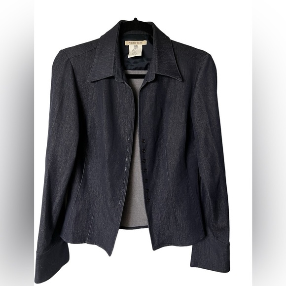 Women’s Vertigo Dark Denim Buttion Down Blouse size M - Picture 1 of 7